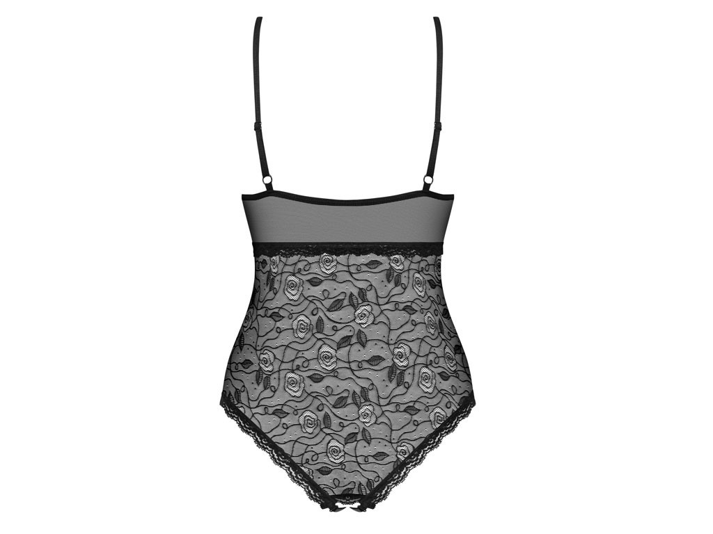 Koronkowe body w czarnym kolorze Obsessive - 6