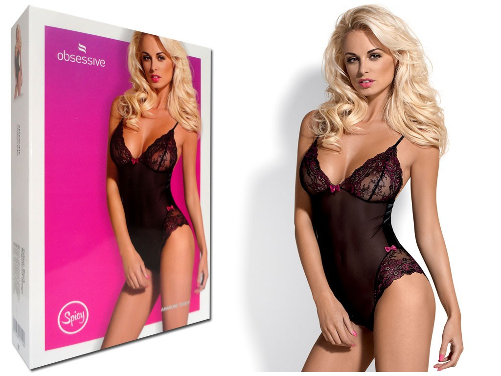 Corps Amarone dentelle noire Obsessive - 3