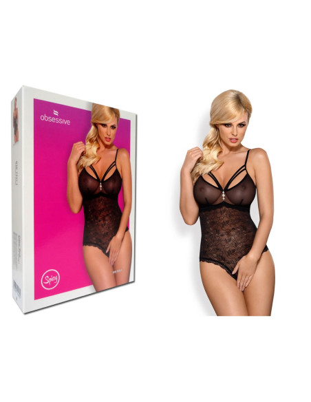 Obsessiver Spitzenbodysuit in Schwarz - 3