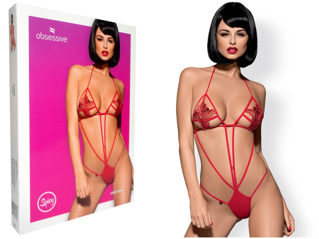 RED PROVOCATIVE STRIPED BODYSUIT  - 3