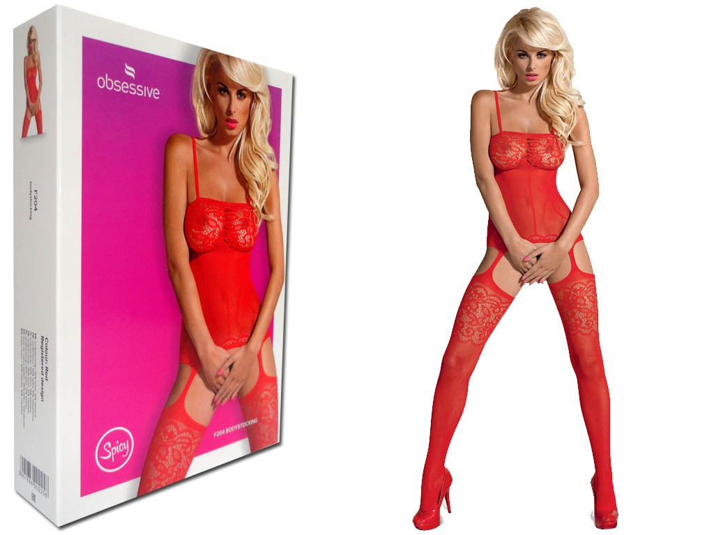 Red bodystocking lingerie - 3