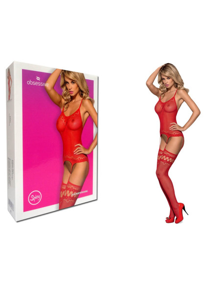 Bodystocking z červené krajky od Obsessive - 3 Bodystocking z červené krajky od Obsessive - 3
