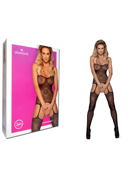 Schwarzer Bodystocking Obsessive Spitze - 3