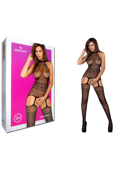 BODYSTOCKING OBSESIU NEGRU DESCHIS - 4