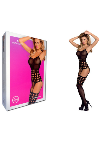 Fekete csipke szexi fehérnemű bodystocking - 3