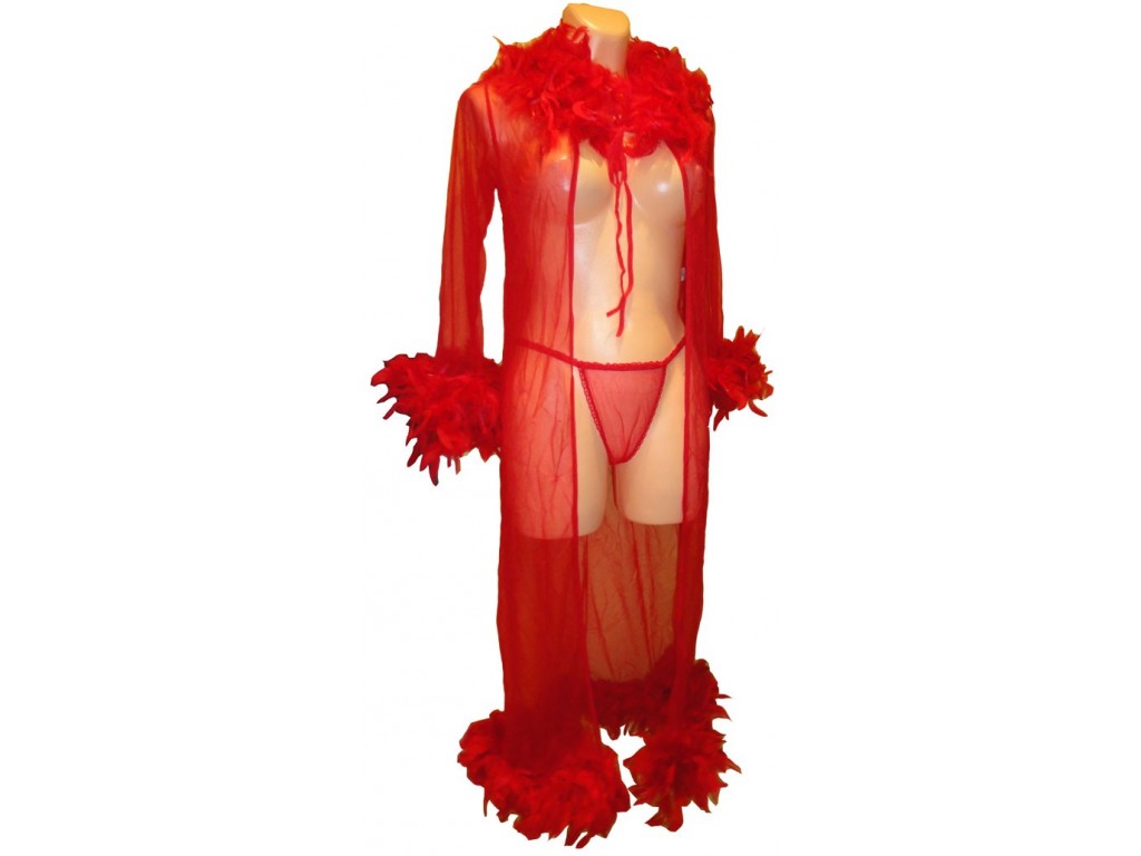 EROTIC ROBE RED FEATHER PENNY ROBE - 1