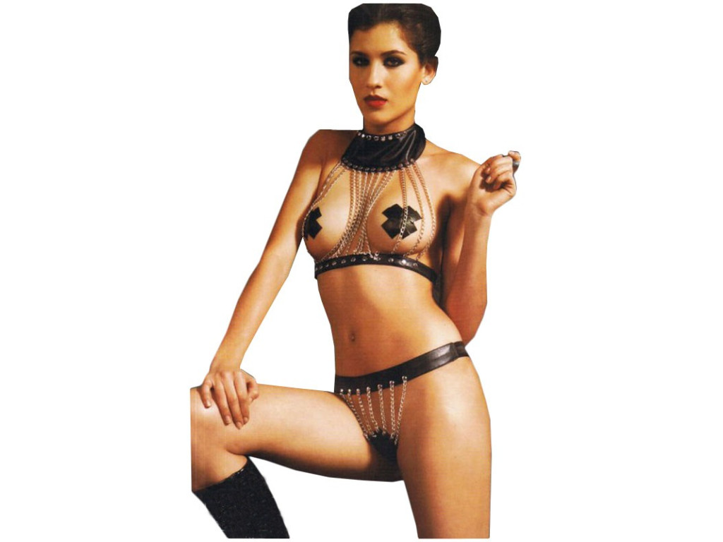 BIELIZNA EROTYCZNA BDSM CZARNY ŁAŃCUCHY
