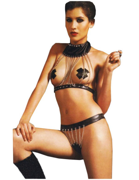 SOUS-VÊTEMENTS ÉROTIQUES BDSM CHAÎNES NOIRES - 1