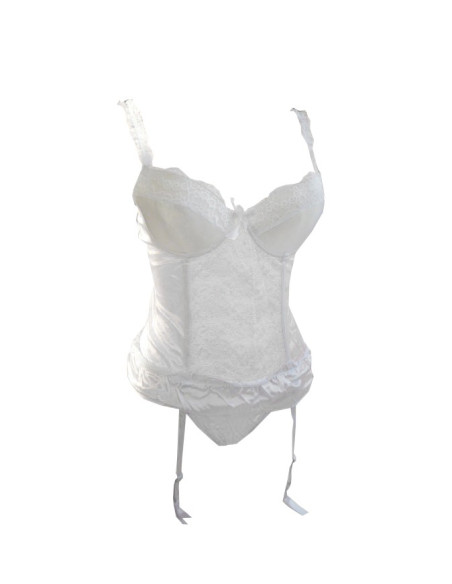 CORSET SEXY EN DENTELLE DE SATIN BLANC  - 1