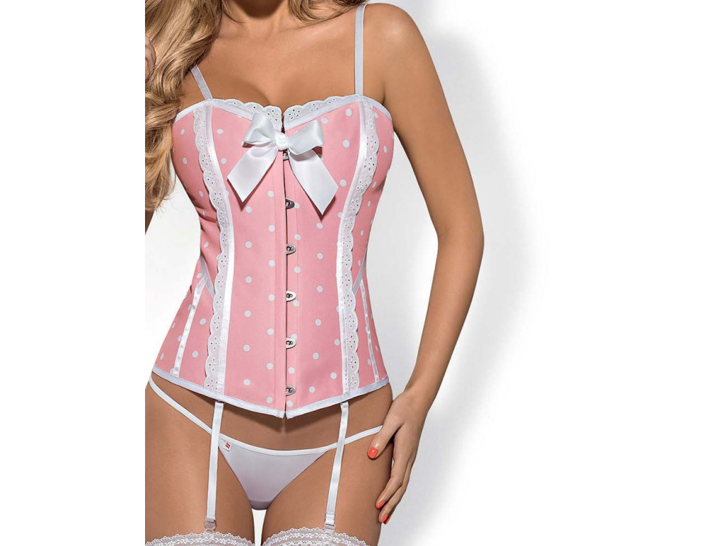 CORSET ROSE CUTE ÎN PUNCTE ALBE SEXY - 3