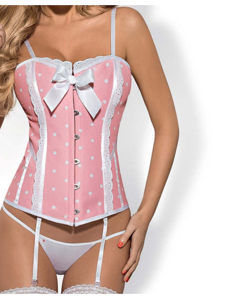 CORSET ROSE CUTE ÎN PUNCTE ALBE SEXY - 3