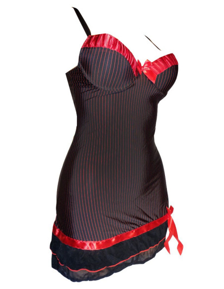 Chemise de nuit à rayures et nœuds rouges - 3