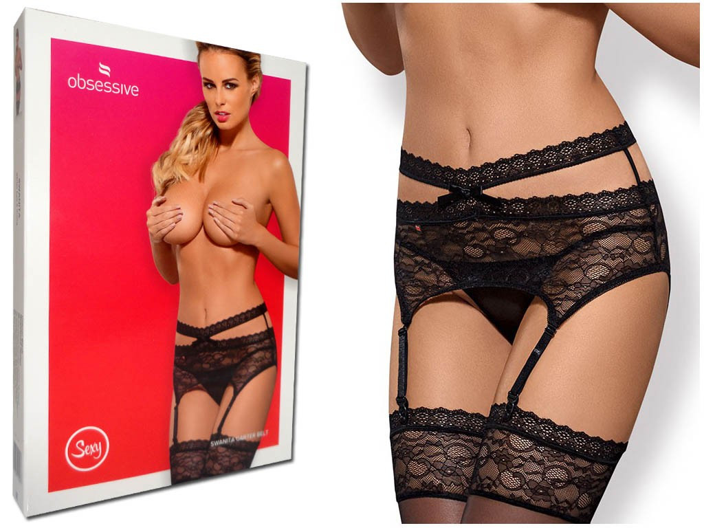 Porte-jarretelles et string en dentelle obsessionnelle - 3