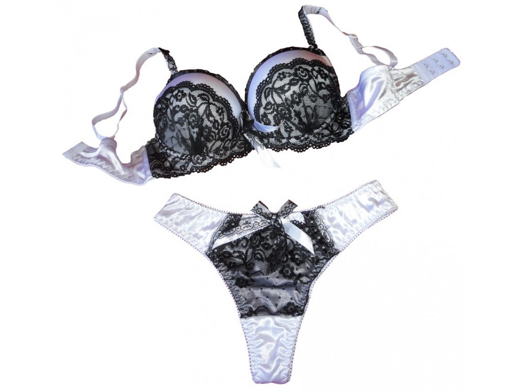 DESSOUS-SET AUS WEIßEM UND SCHWARZEM ZIRKONIA - 1