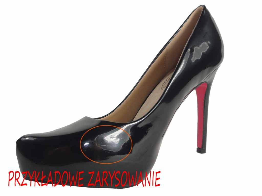 CZARNE SZPILKI BUTY DAMSKIE LAKIEROWANE - 6