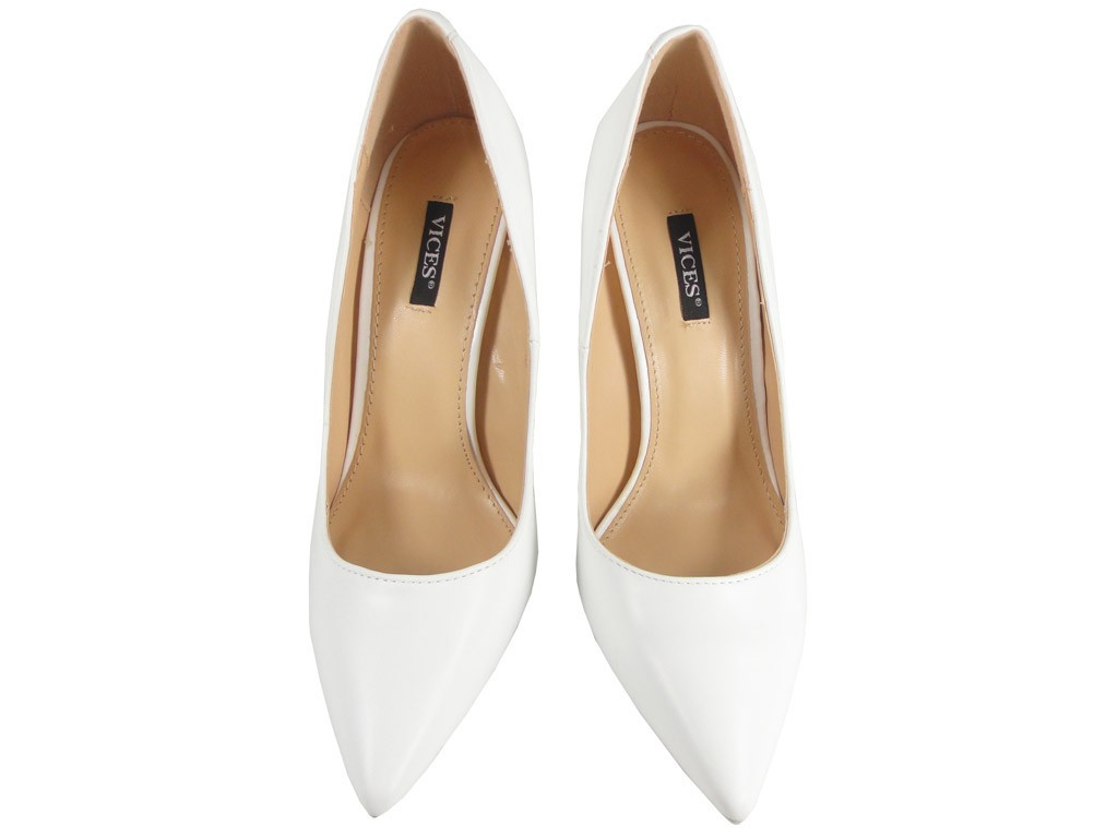 Pantofi de mireasa cu toc inalt alb mat - 4