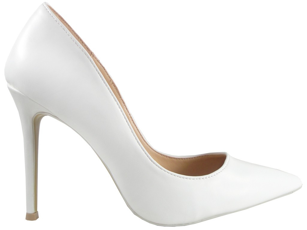 Baltas matētas stiletto kāzu kurpes vices - 1