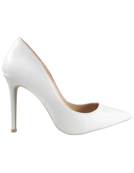 Pantofi de mireasa cu toc inalt alb mat - 1