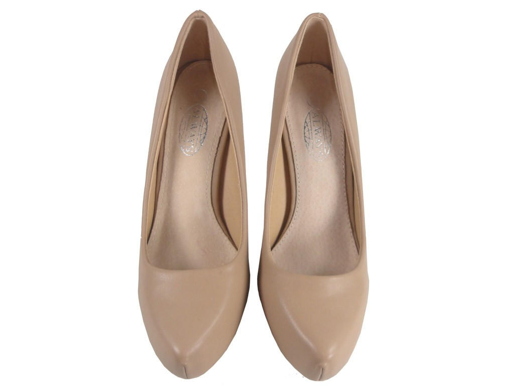 Bēšs platformas stilettos matēts zems - 2