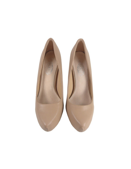 Beige Stilettos auf der Plattform matt niedrig - 2