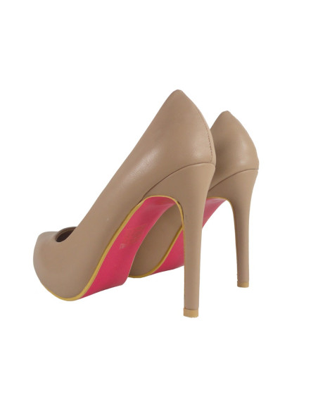 Beige Stilettos auf der Plattform matt niedrig - 4