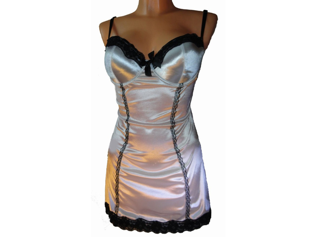 ROBE DE NUIT BLANCHE EN SATIN  - 1