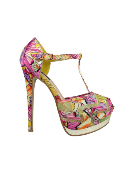 Virág tűsarkú szandál egy platform sarka - 1