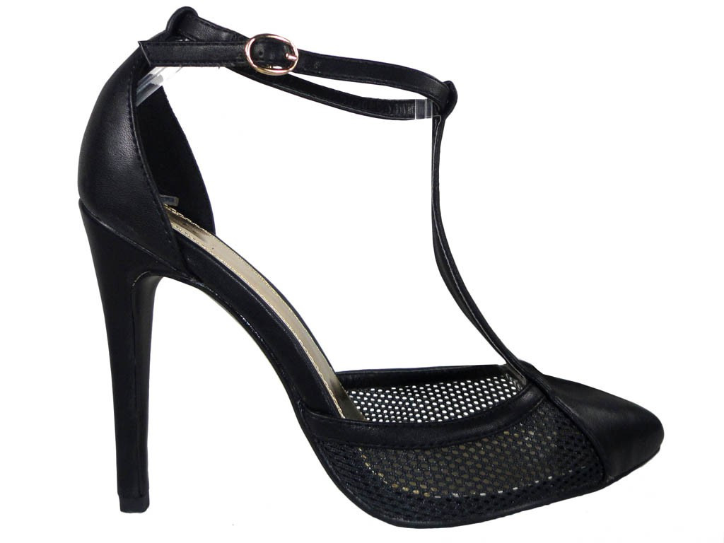 Black sandal pins with ankle strap - 1