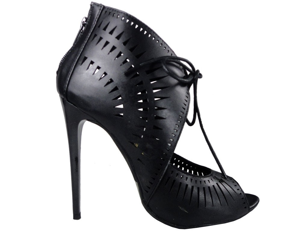 MELNAS AŽŪRA STILETTO SANDALES - 1