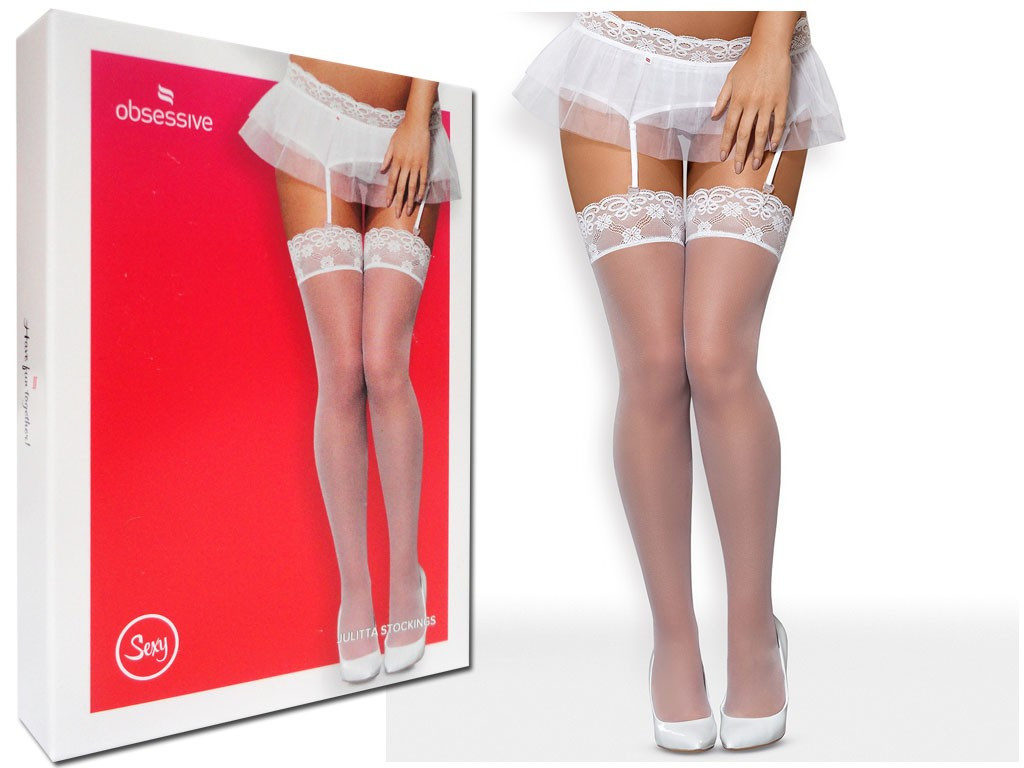 White stockings to the waist with subtle lace - 3