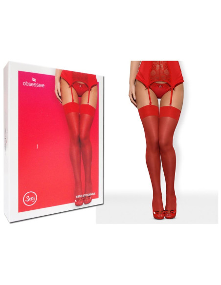 Bas lisses rouges pour la ceinture Obsessive - 3