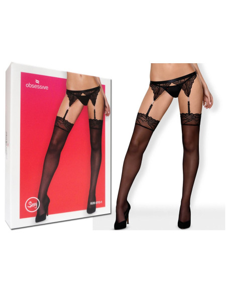 Black stockings to the waist with beautiful lace - 3