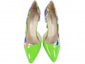 Zöld magas sarkú, virágmintás női cipő - 2
