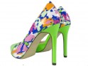 Zelené vysoké podpatky s květinovými vzory dámských bot - 4
