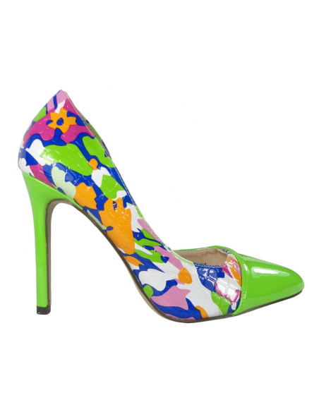 Grüne High Heels mit floralen Damenschuhen - 1