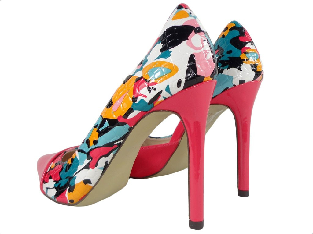 Floral pins ladies' shoes with cut-out - 4