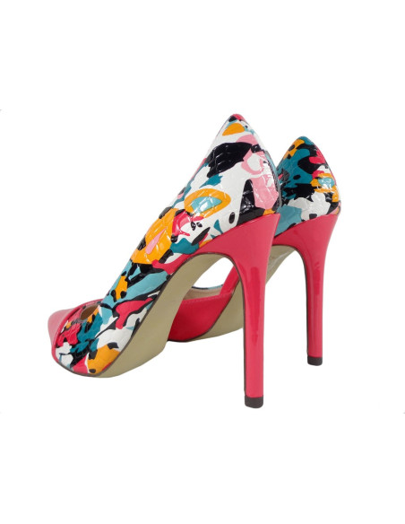 High Heels Blumenschuhe mit Ausschnitt - 4