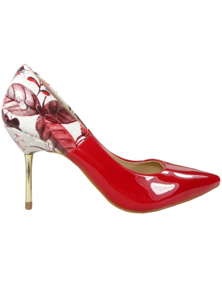 Sarkani ziedu stilettos sieviešu apavi - 1