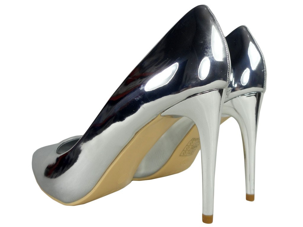 Sudraba spoguļa stiletto kurpes - 4
