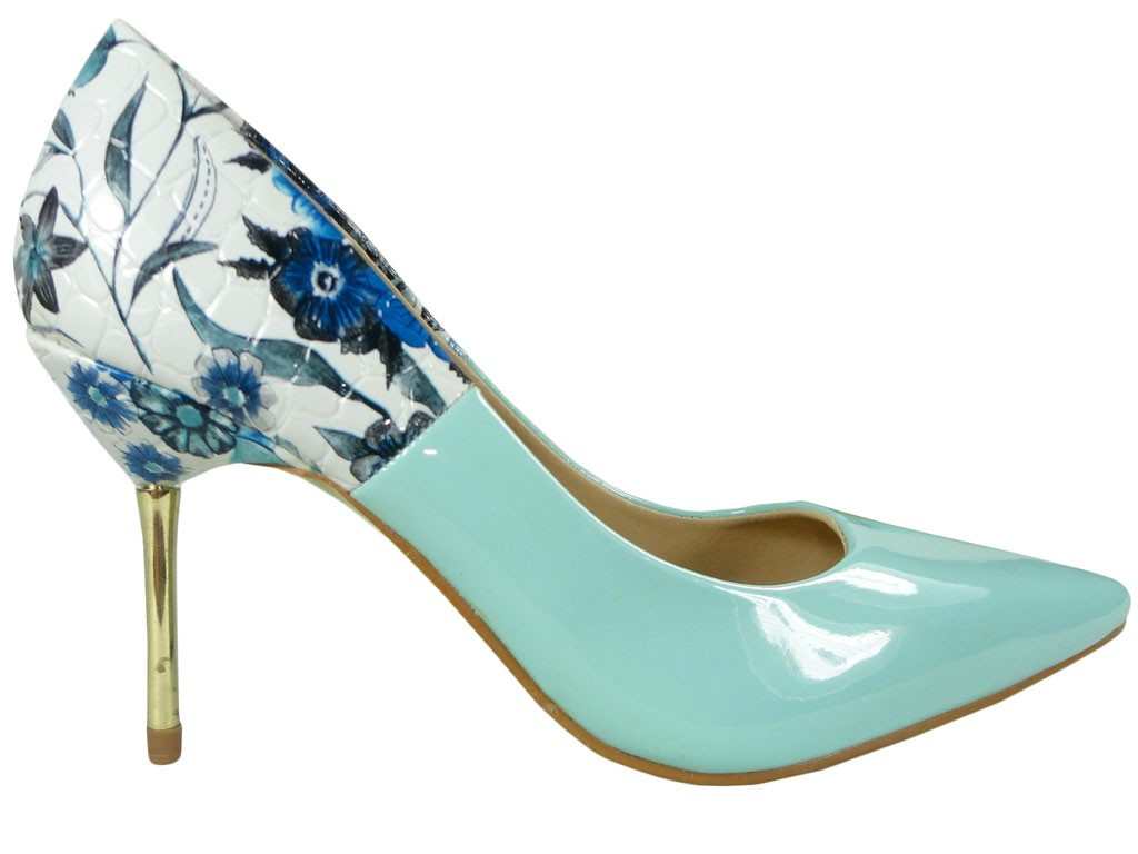 Blue blue shuttle pins with flower - 1
