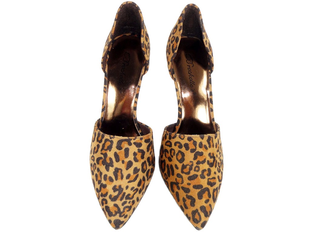 embroidery Be discouraged siren Pantofi de damă din piele de căprioară stiletto leopard leopard - KOKIETKI