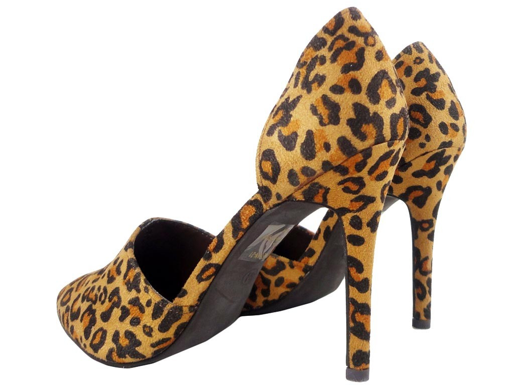 Szpilki leopard panterka zamszowe buty damskie - 4