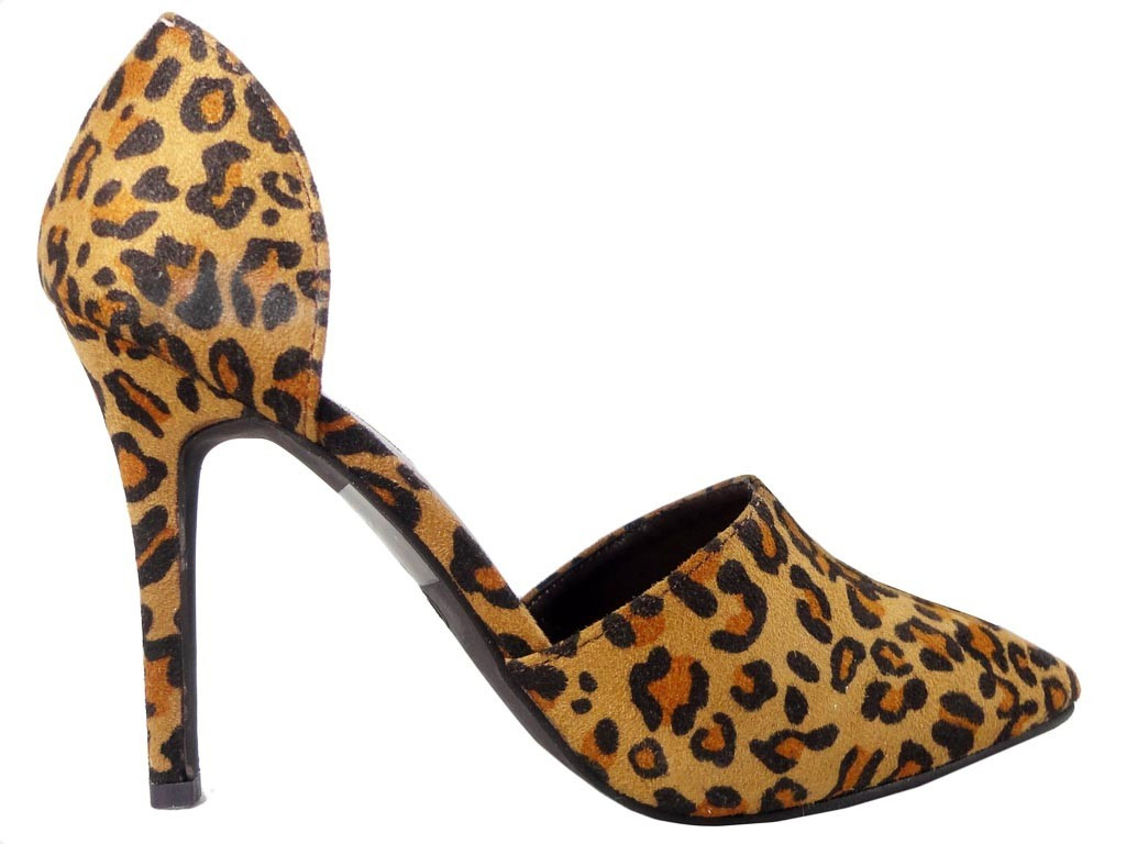 Stiletto leopardiniai zomšiniai moteriški batai - 1