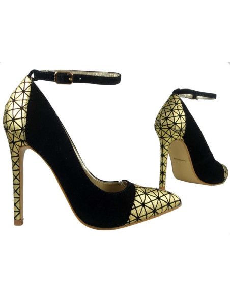 Black gold pins with an ankle strap - 3