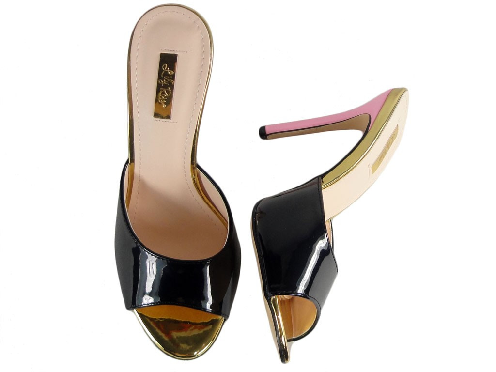 Juodi moteriški bateliai stiletto kulnu - 2