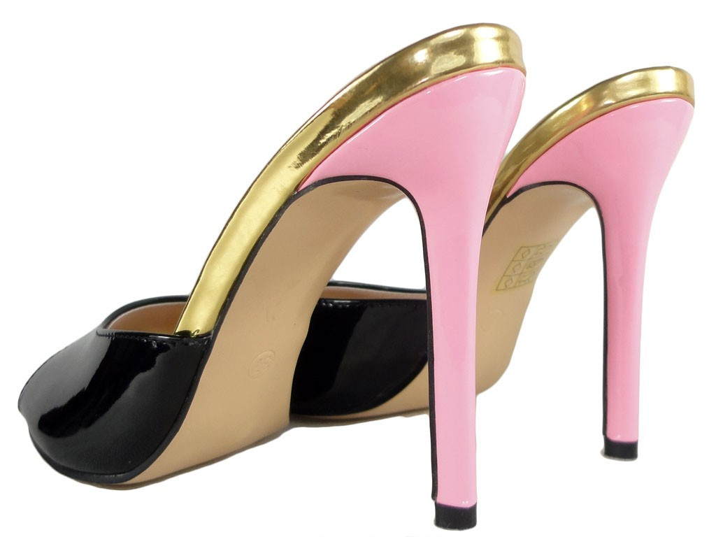 Melni sieviešu apavi ar stiletto papēžiem - 4