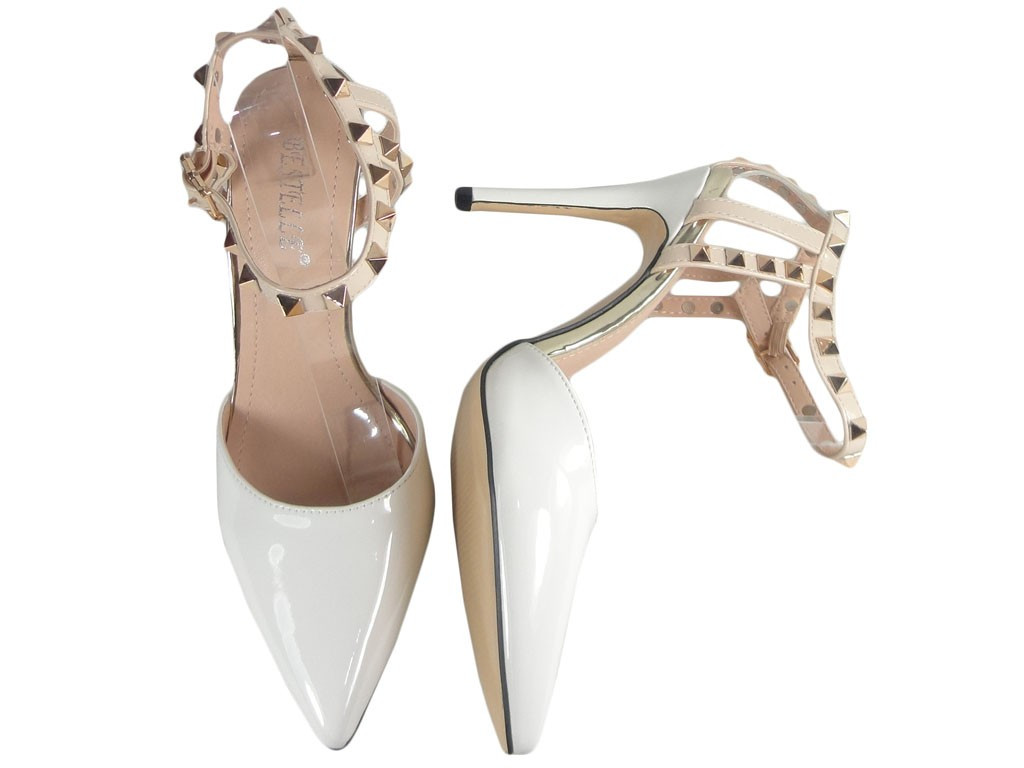 Weiße High Heels mit Knöchelriemen - 3