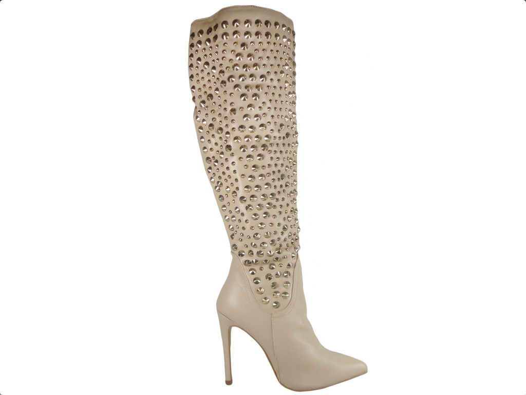 BEIGE NUDE ANKLE BOOTS SE STUD - 1