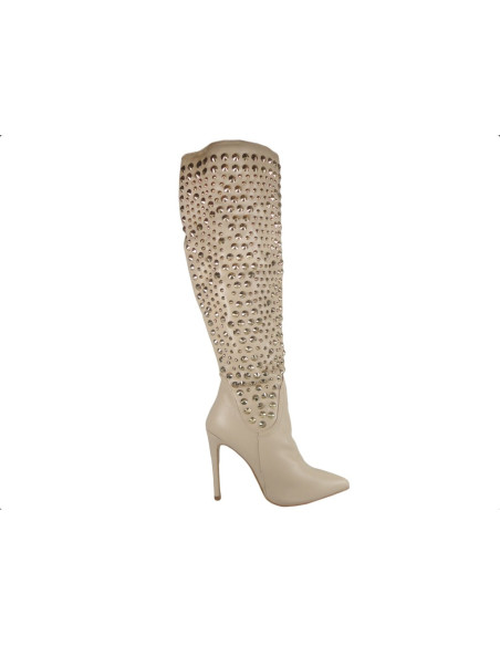 BEIGE BOOTS WITH STUDS ON PINS - 1