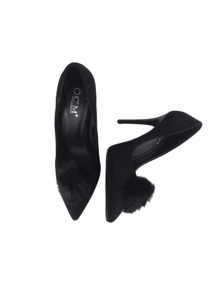 Schwarze High Heels aus Wildleder mit Quaste - 2
